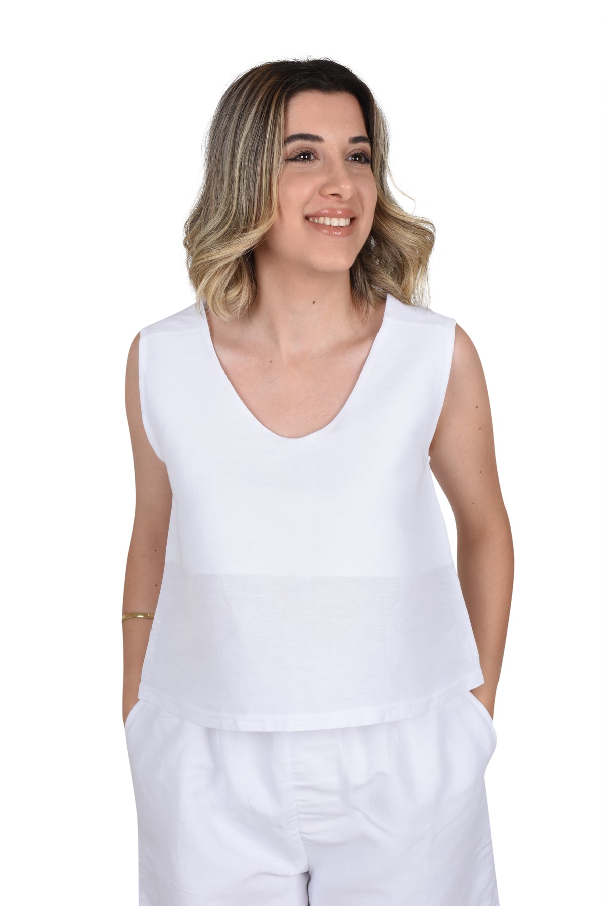 İstanbul Crop Keten Bluz