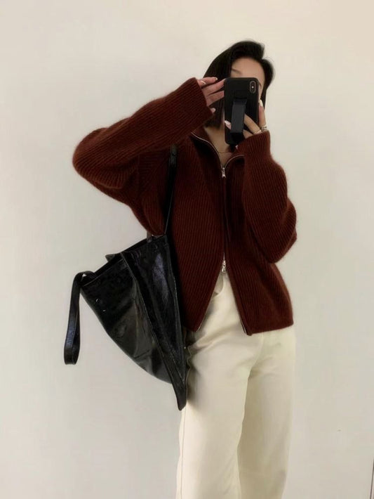 %100 Kaşmir Fermuarlı Hırka