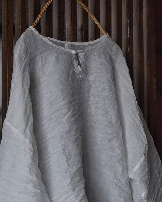 Vintage Mini Düğme Detaylı Rami Bluz