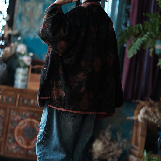 Vintage Floral Kadife Ceket