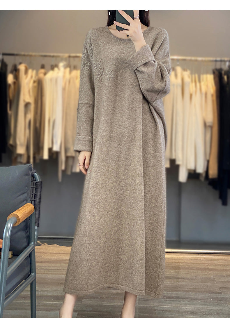 Flora Wool Midi Elbise