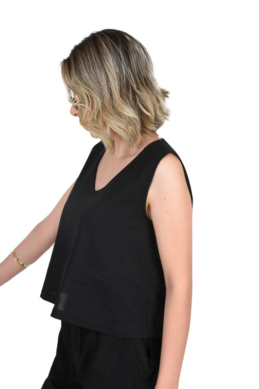 İstanbul Crop Keten Bluz