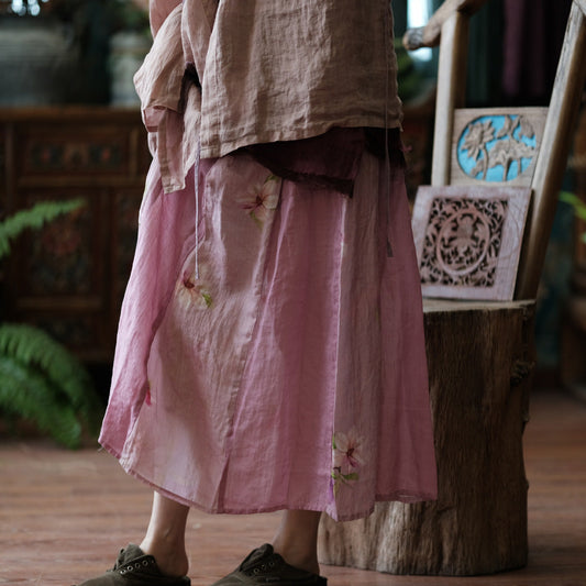 Vintage Rami Çiçek Desenli Etek