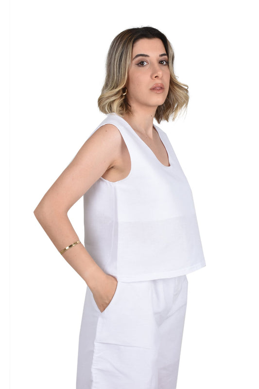 İstanbul Crop Keten Bluz