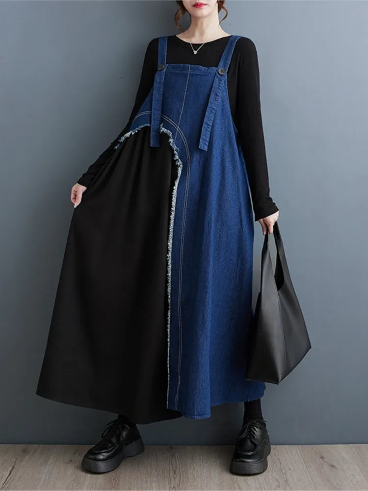 Dual Denim Salopet Elbise