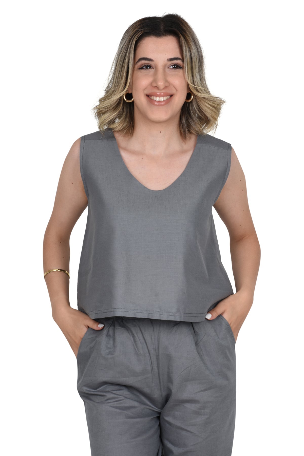 İstanbul Crop Keten Bluz