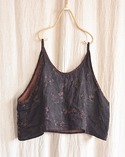 Vintage Bloom Askılı Crop Bluz