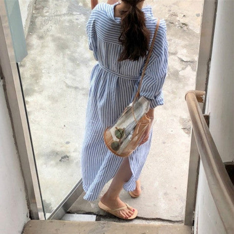 Napoli Çizgili Gömlek Elbise