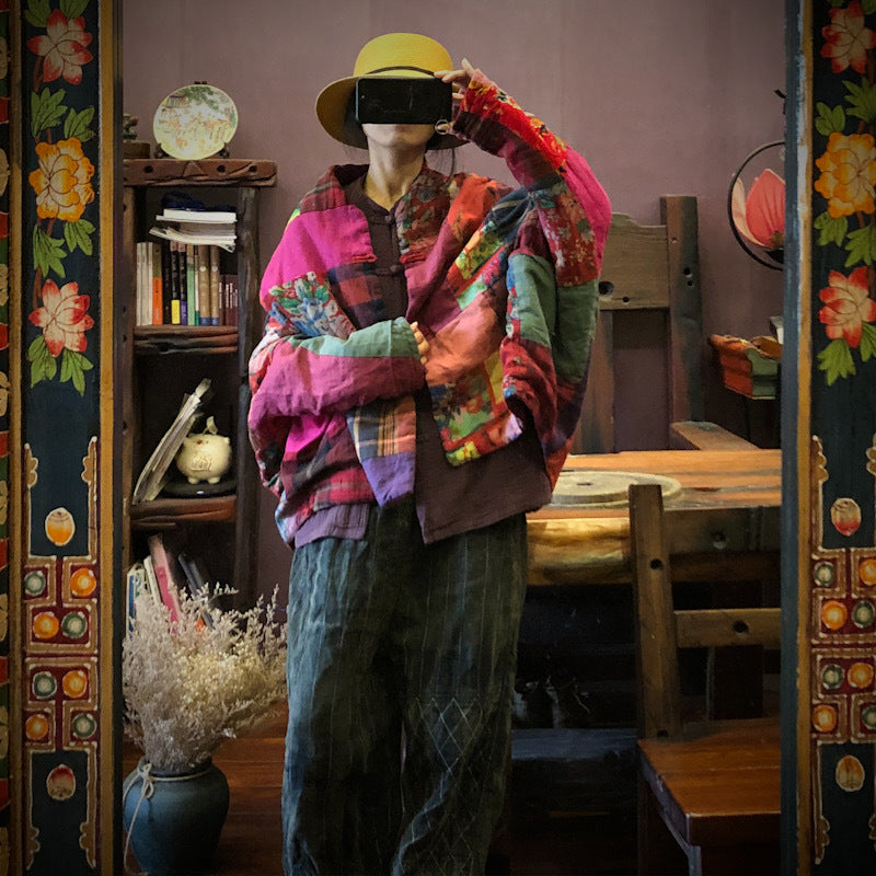 Patchwork Vintage Doku Kısa Ceket