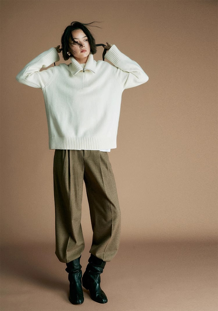 Cozy Zip Wool  Triko