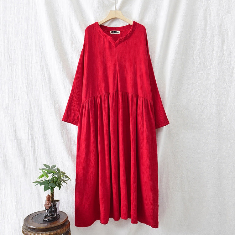 Vintage V Yaka Midi Elbise