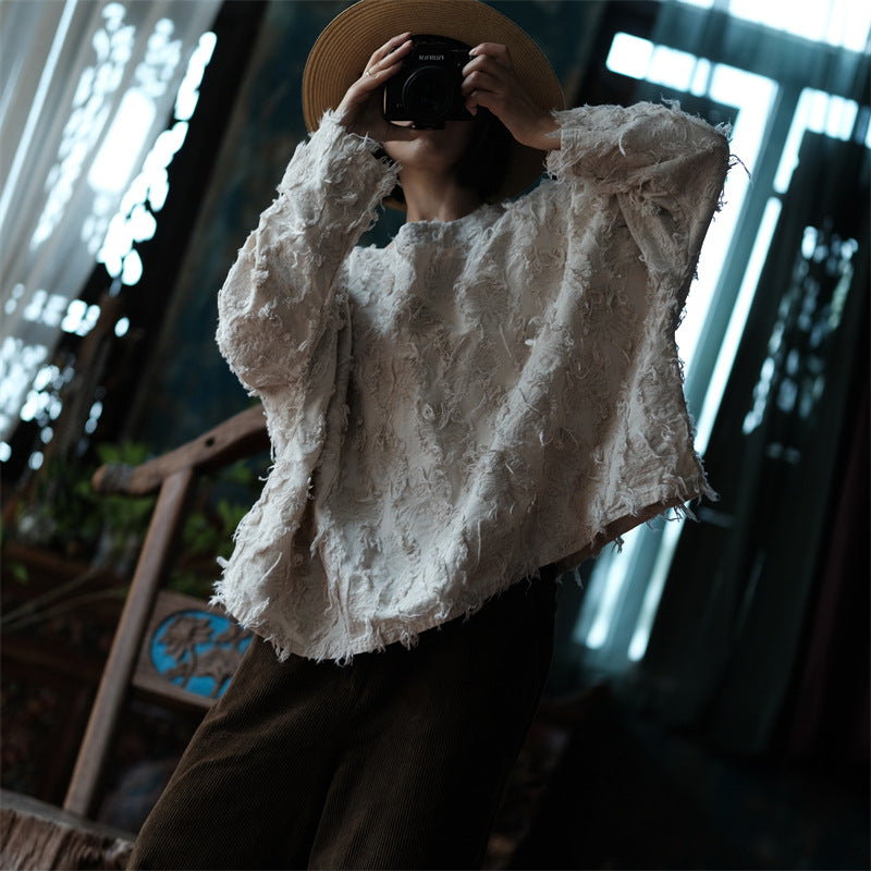 Ekru Patchwork Bluz
