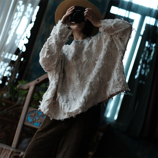 Ekru Patchwork Bluz