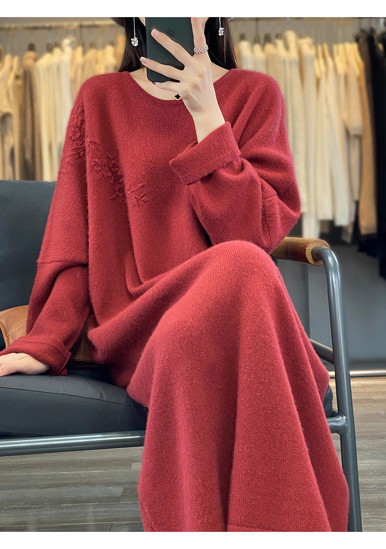 Flora Wool Midi Elbise