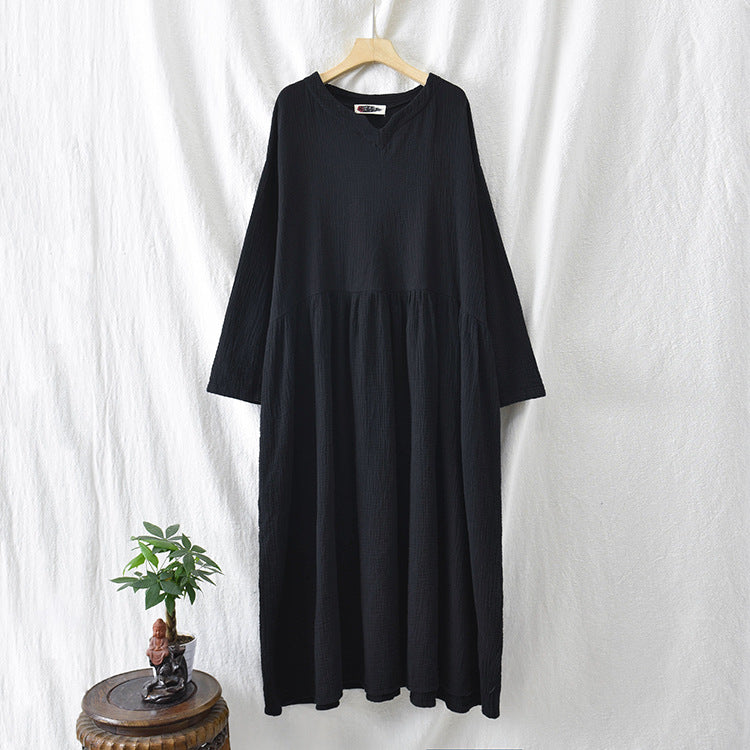 Vintage V Yaka Midi Elbise