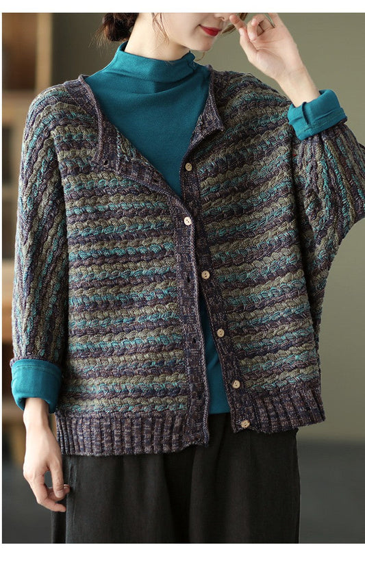 Vintage Çizgili Hırka