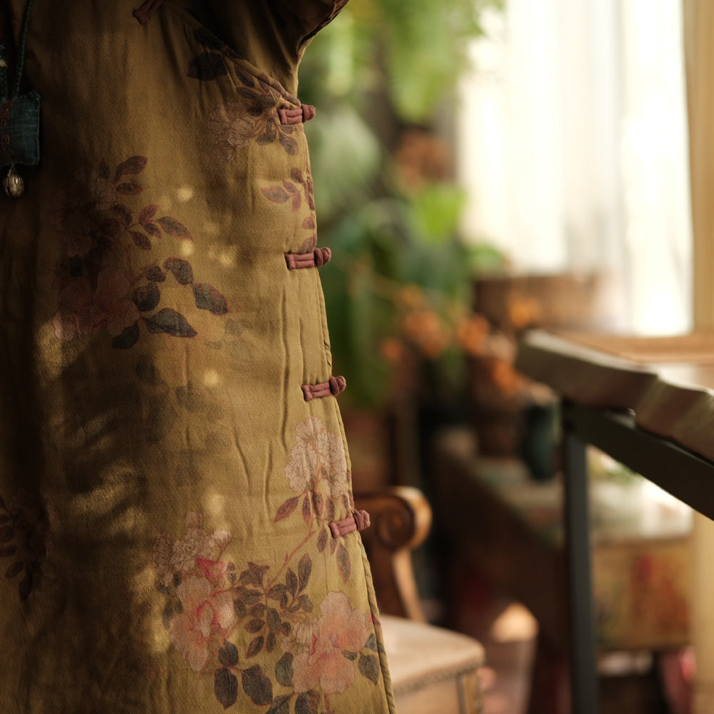 Vintage Bloom Düğme Detaylı Elbise-Tunik
