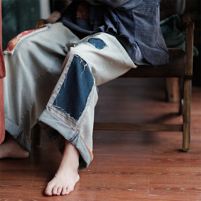 Vintage Bloom Denim Pantolon