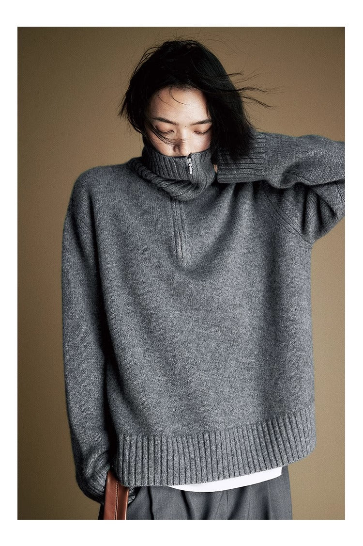 Cozy Zip Wool  Triko