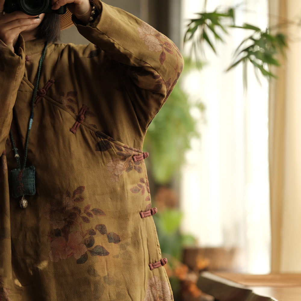 Vintage Bloom Düğme Detaylı Elbise-Tunik