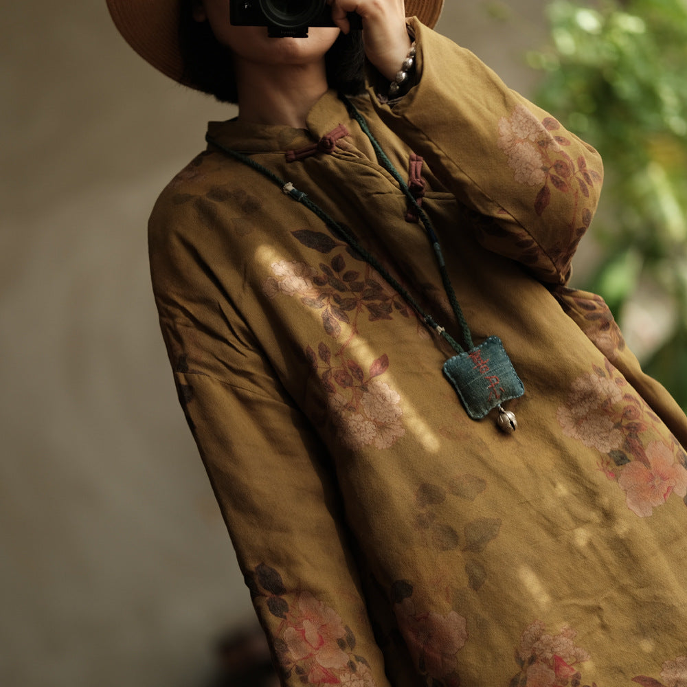 Vintage Bloom Düğme Detaylı Elbise-Tunik