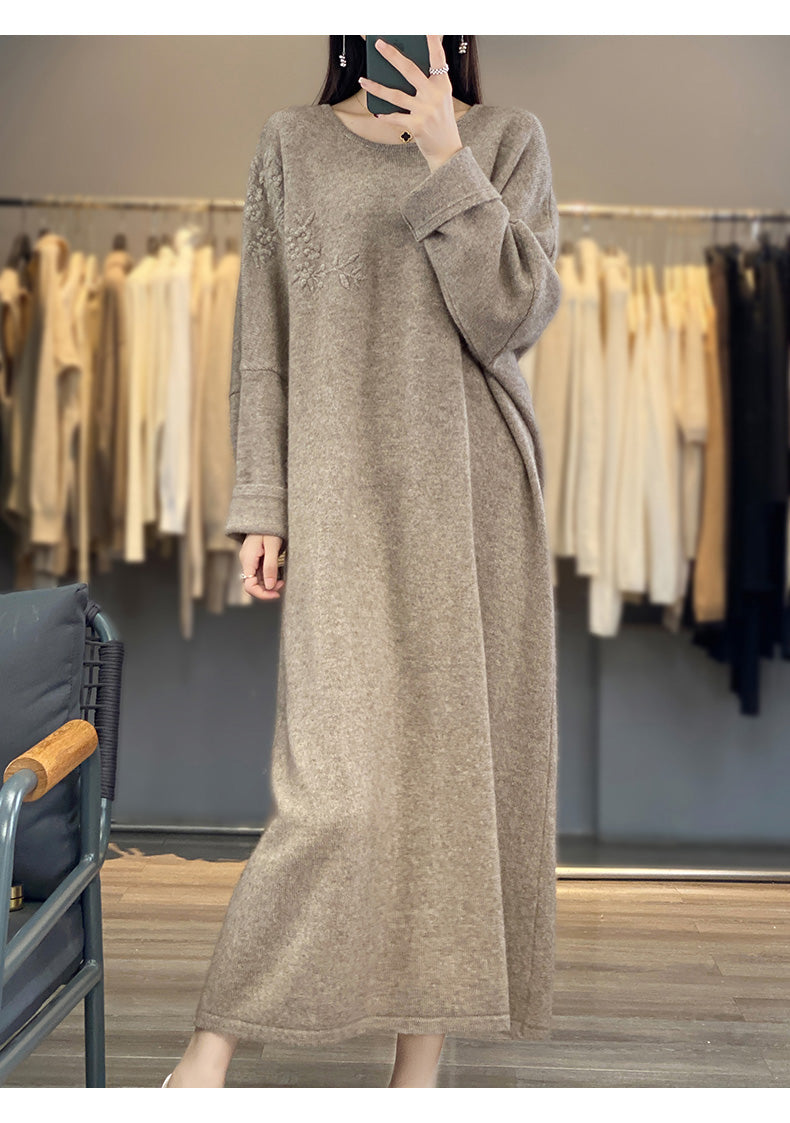 Flora Wool Midi Elbise