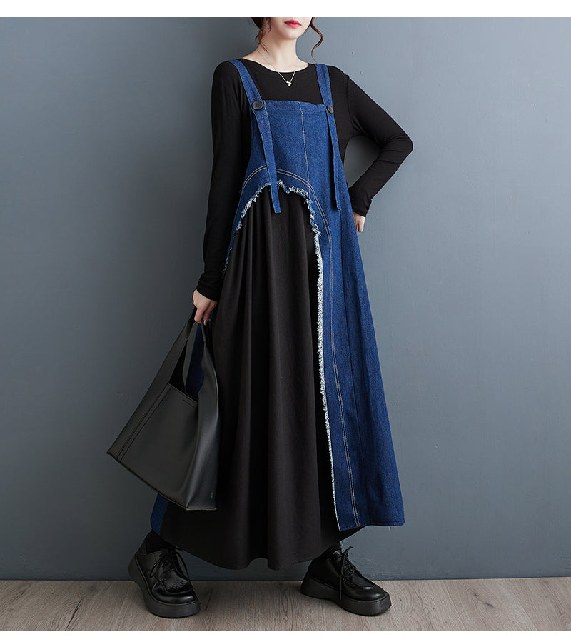Dual Denim Salopet Elbise