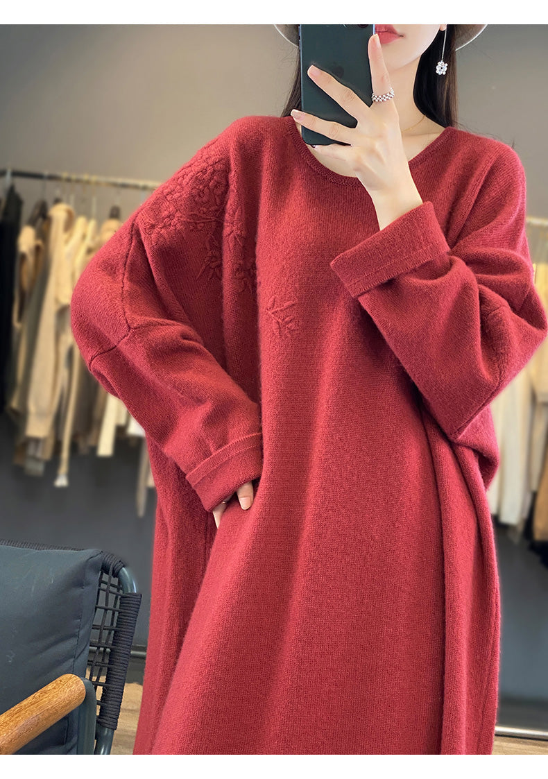 Flora Wool Midi Elbise