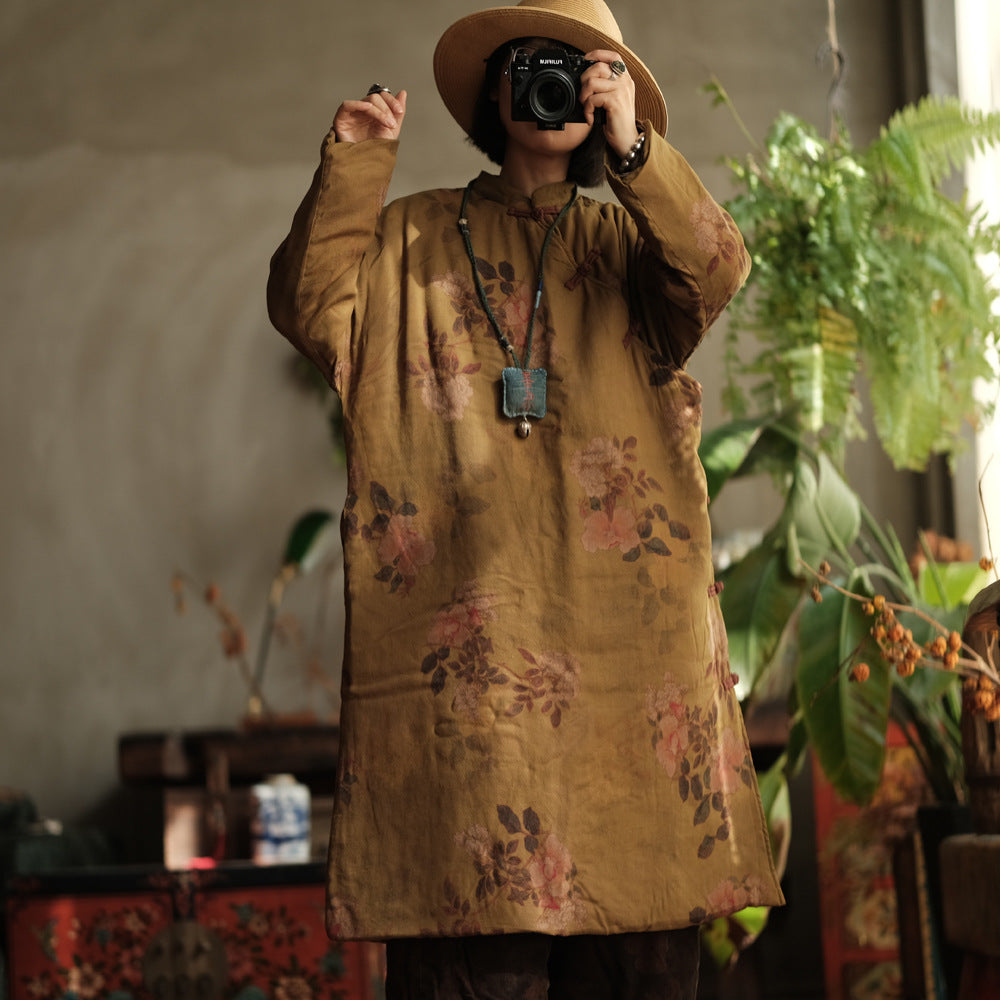 Vintage Bloom Düğme Detaylı Elbise-Tunik