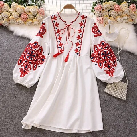 Nakışlı Boho Elbise