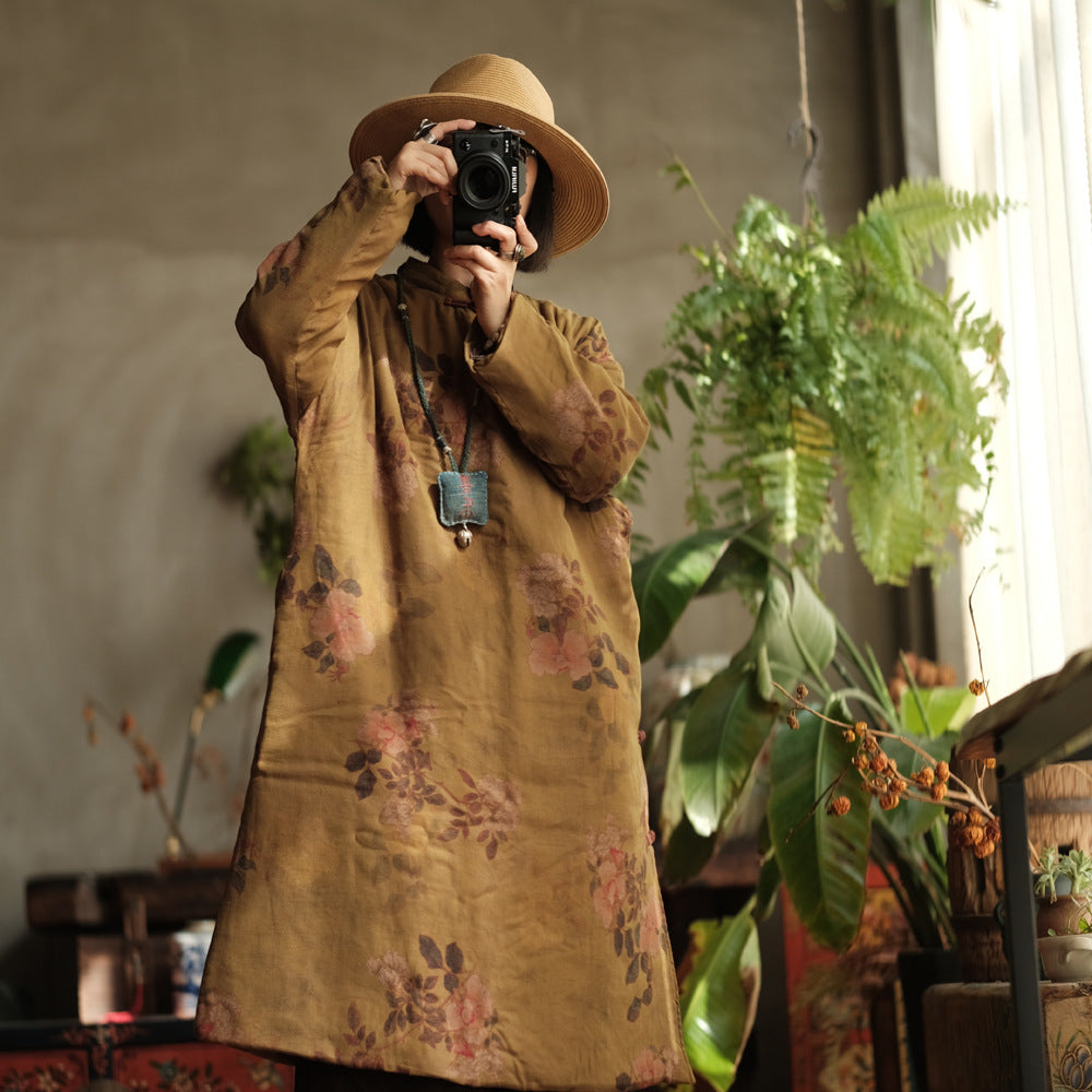 Vintage Bloom Düğme Detaylı Elbise-Tunik