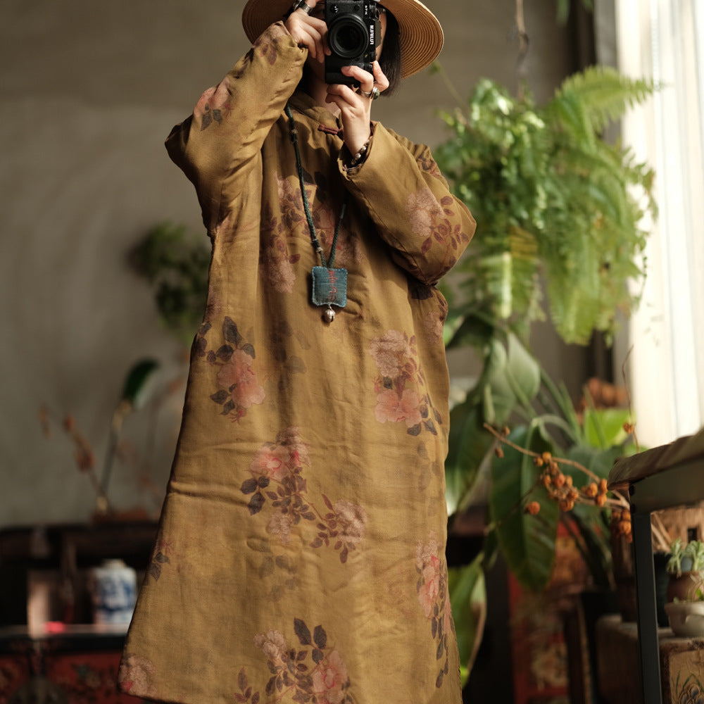 Vintage Bloom Düğme Detaylı Elbise-Tunik