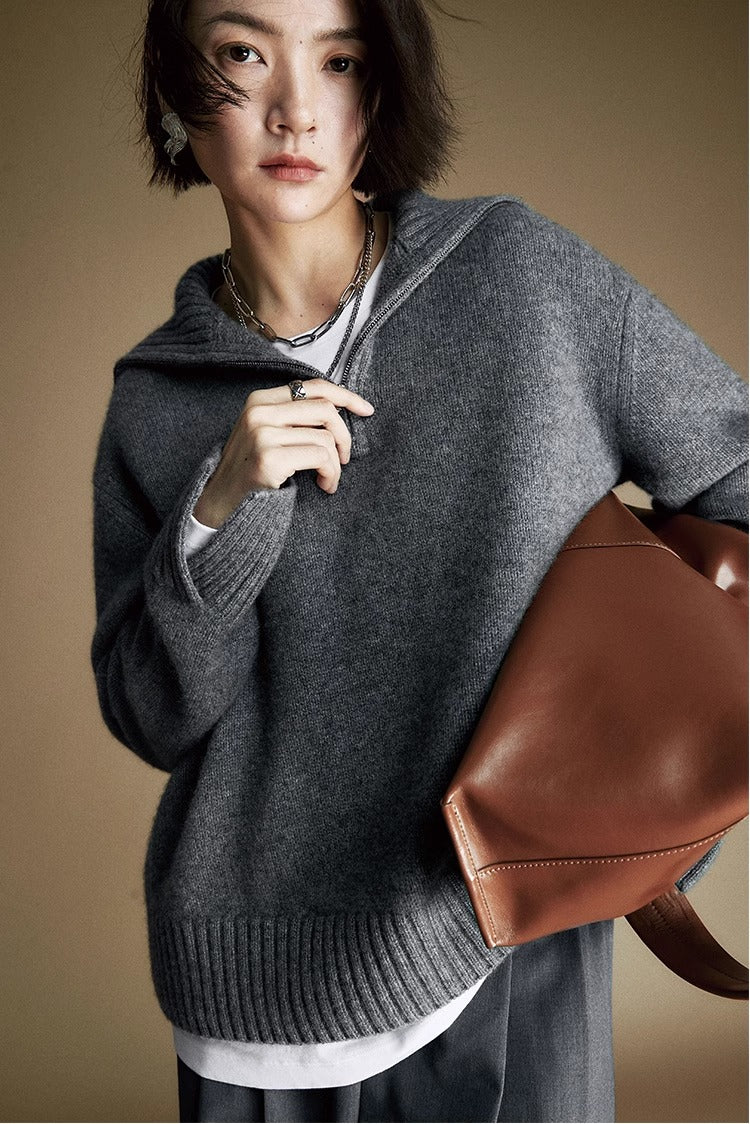 Cozy Zip Wool  Triko