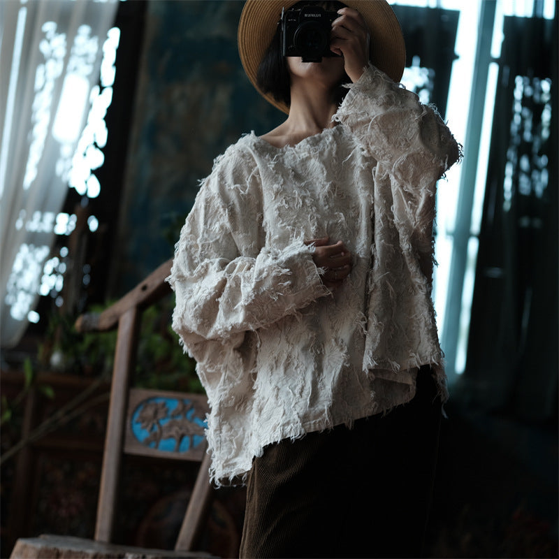 Ekru Patchwork Bluz