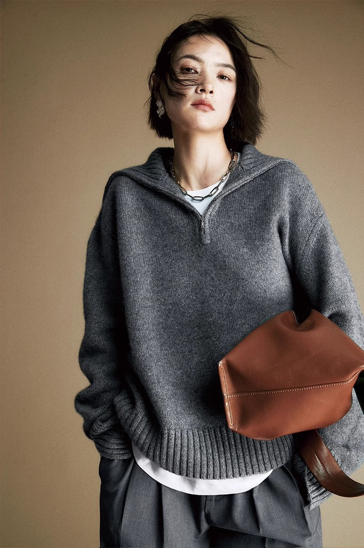 Cozy Zip Wool  Triko