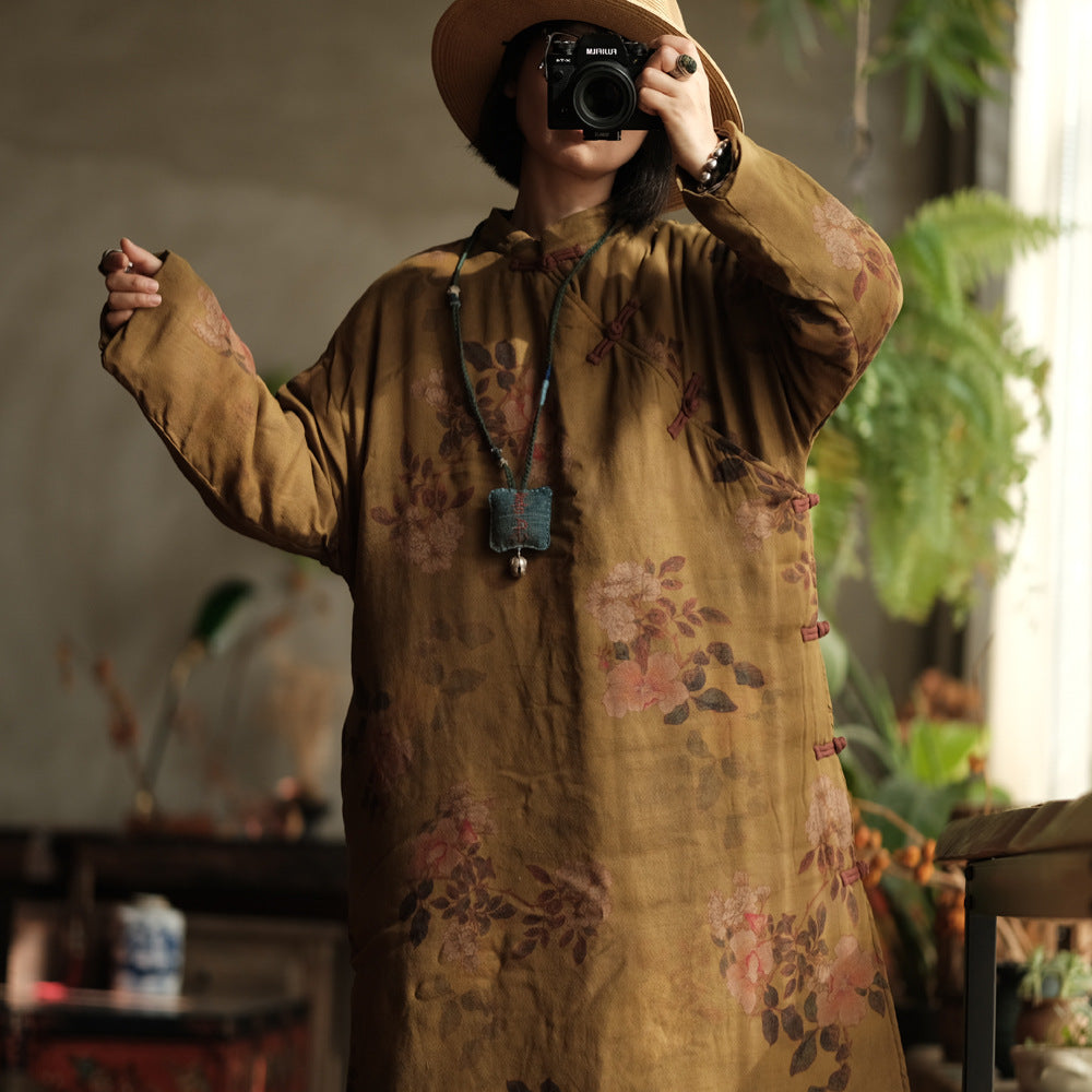Vintage Bloom Düğme Detaylı Elbise-Tunik
