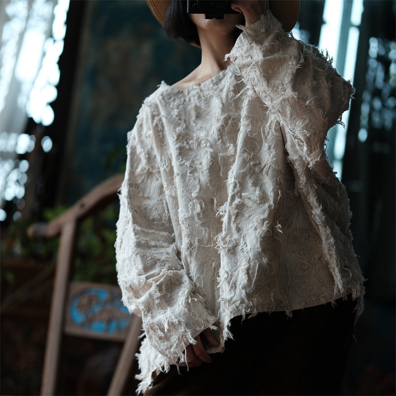 Ekru Patchwork Bluz