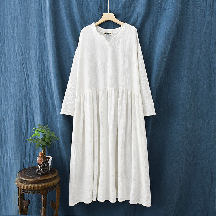 Vintage V Yaka Midi Elbise