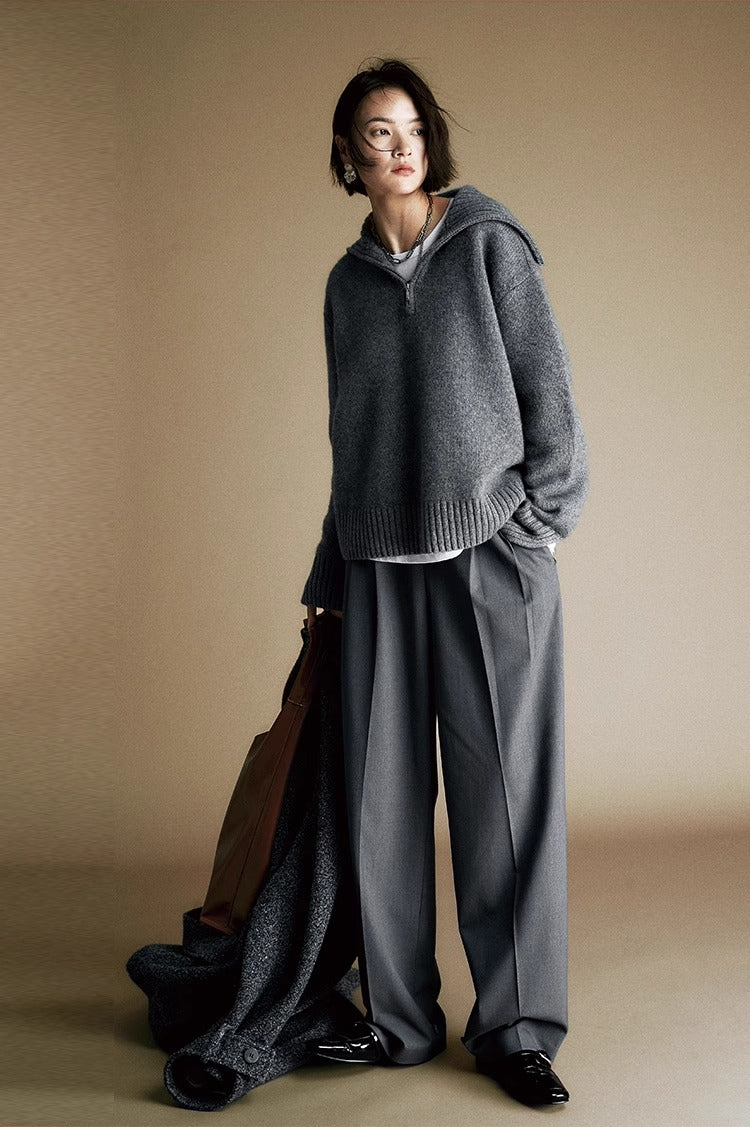 Cozy Zip Wool  Triko