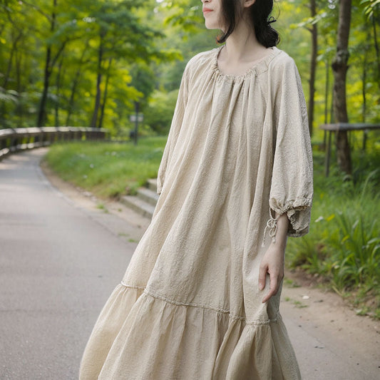 Boho Breeze Keten Elbise