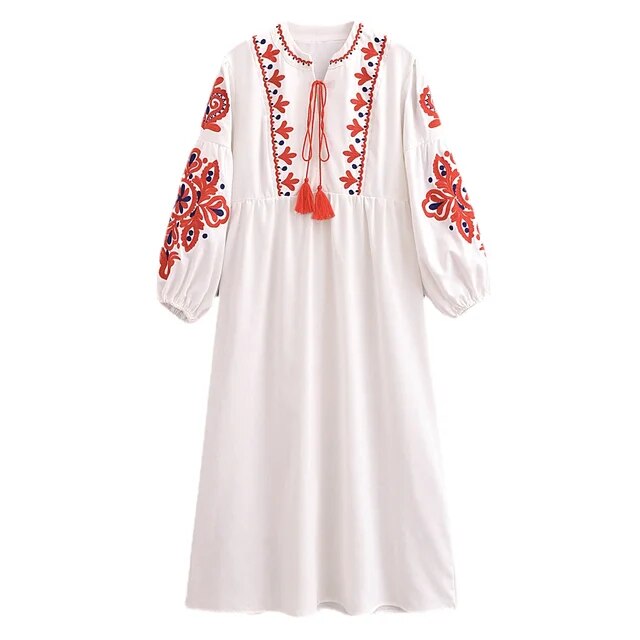 Nakışlı Boho Elbise