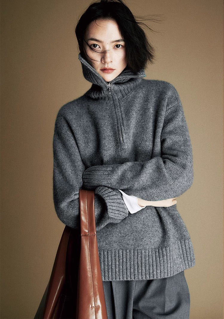 Cozy Zip Wool  Triko